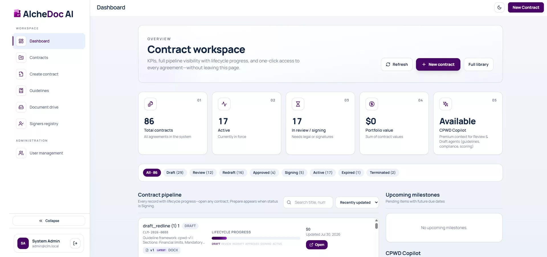 Contract Tracking and Visibility